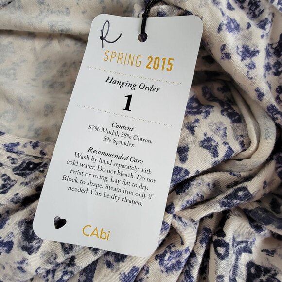 Cabi The Shore Womens Double Drape Tee Large Animal Print 3/4 Sleeve Stretch New - Picture 5 of 10